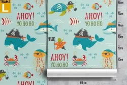 Pirate fish wallpaper decoration for children.