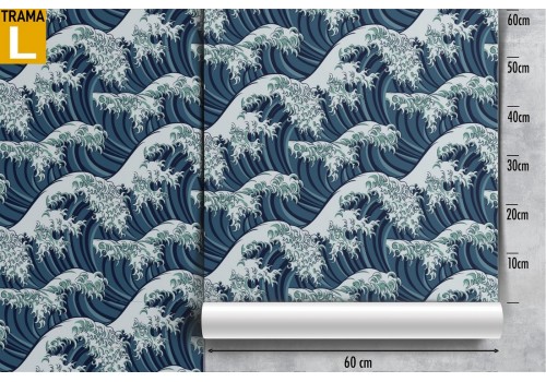 Oriental wave pattern wallpaper. 2