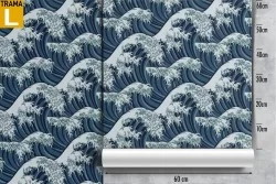 Oriental wave pattern wallpaper.