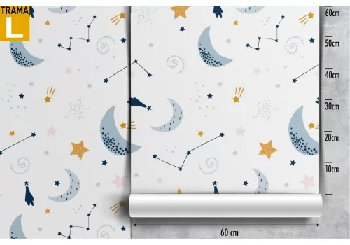 Carta da Parati lune e stelle decorazione bambini. 2