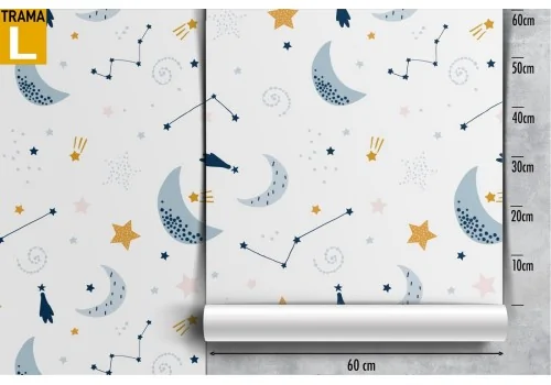 Wallpaper with moons and stars for children's decoration. 2