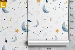 Carta da Parati lune e stelle decorazione bambini.