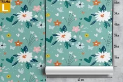 Carta da Parati fiori bianchi anni '70 natura pattern.