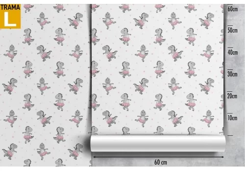 Carta da Parati dinosauri ballerine decorazione bambini. 2