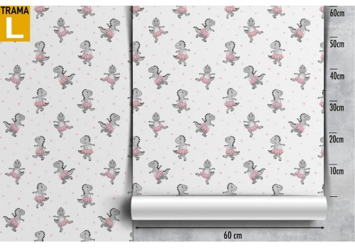 Dinosaur ballerinas wallpaper children's decoration. 2