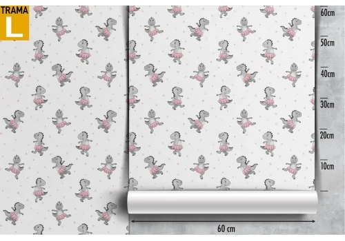 Dinosaur ballerinas wallpaper children's decoration. 2