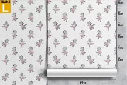 Carta da Parati dinosauri ballerine decorazione bambini.