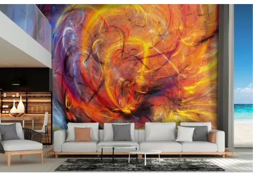 Carta da Parati dipinto moderno colori astratti rosso blu