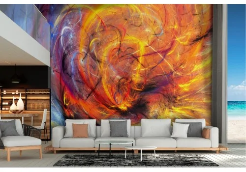 Modern painted wallpaper abstract red blue colors