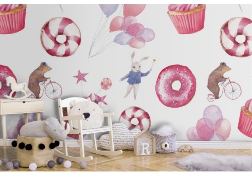 Carta da Parati dolcetti decorazione bambini.