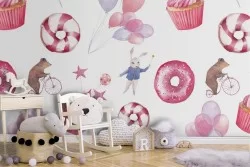 Wallpaper sweets decoration for children.