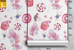 Wallpaper sweets decoration for children.