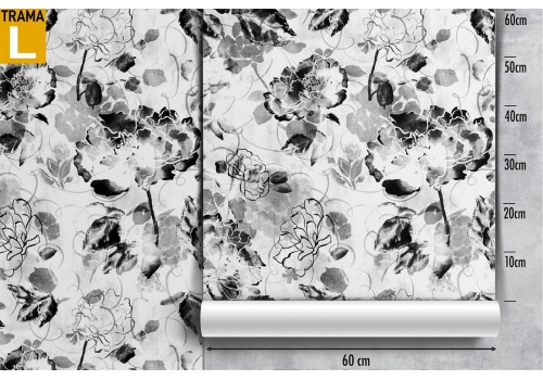 Abstract flowers black and white pattern wallpaper. 2