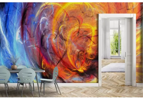 Carta da Parati dipinto moderno colori astratti rosso blu 2