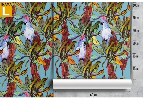 Tropical leaves and parrots pattern wallpaper. 2