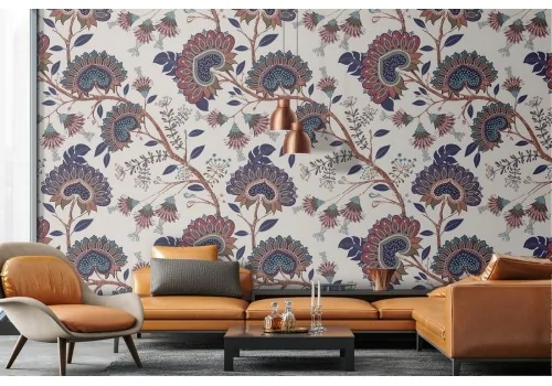 Wallpaper with vintage abstract leaf pattern nature.