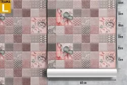 Carta da Parati superficie mattonelle geometrie e fiori vintage.