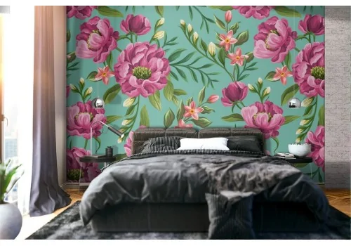 Carta da Parati fiori fucsia natura pattern.