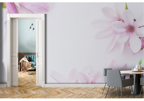 Wallpaper decoration with pink and white flowers