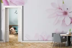 Carta da Parati decorazione fiori rosa e bianchi