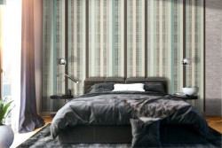 Wallpaper with worn stripes, 1970s decoration.