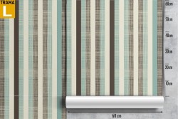 Wallpaper with worn stripes, 1970s decoration.