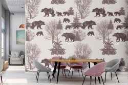 Wallpaper family of stylized bears decoration.