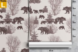 Wallpaper family of stylized bears decoration.