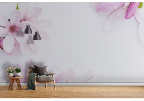 Wallpaper decoration with pink and white flowers 2