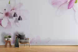 Carta da Parati decorazione fiori rosa e bianchi