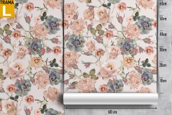 Carta da Parati rose fiori vintage pattern.