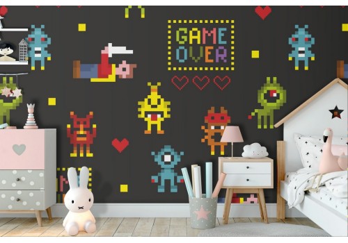 Carta da Parati personaggi giochi arcade bambini.