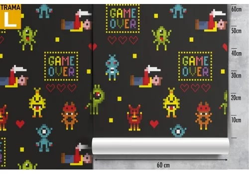 Carta da Parati personaggi giochi arcade bambini. 2