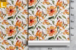 Orange flowers nature pattern wallpaper.