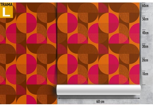 Carta da Parati righe e cerchi anni '70 pattern vintage. 2