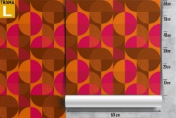 Wallpaper stripes and circles 70s vintage pattern.