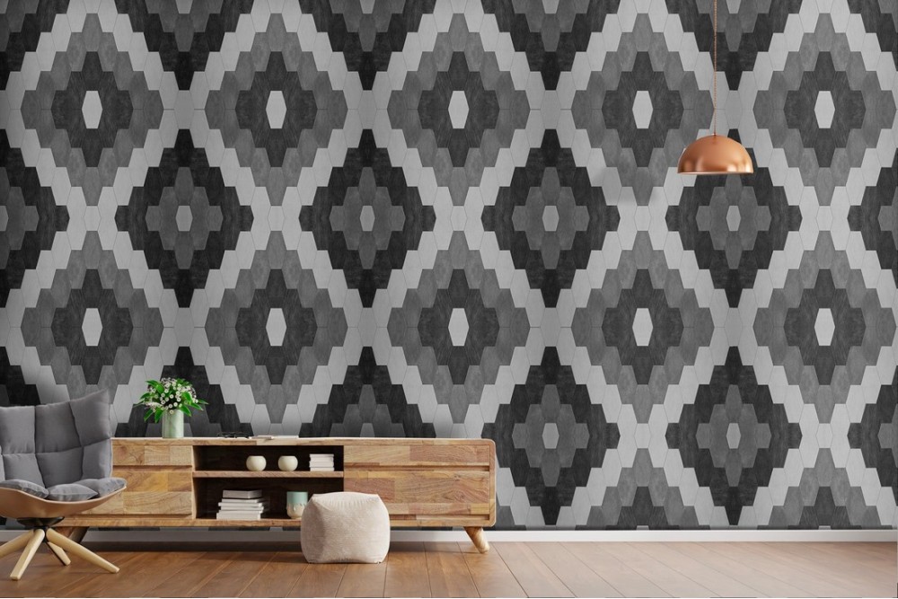 Carta da Parati decorazione geometrica pattern rombi.