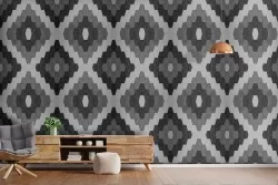 Geometric diamond pattern wallpaper decoration.