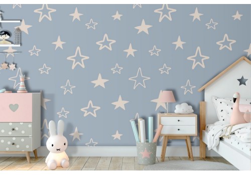 Wallpaper stylized stars children's decoration.