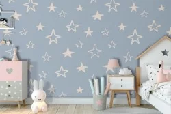 Carta da Parati stelle stilizzate decorazione bambini.