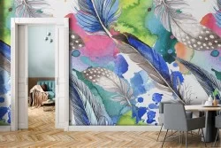 Wallpaper modern decoration feathers pattern.