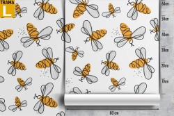 Stylized bees wallpaper decoration for children.