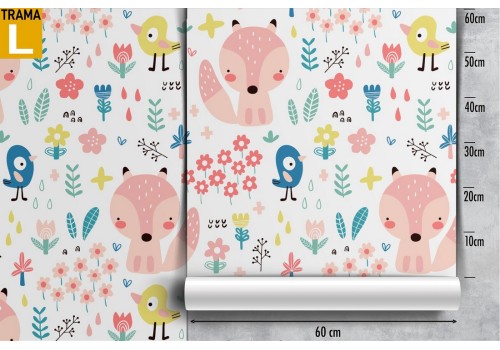 Wallpaper with stylized animals and flowers for children. 2