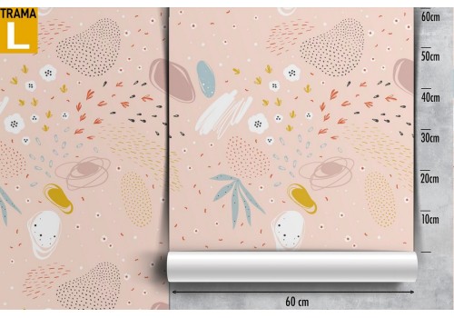 Wallpaper with leaves and abstract shapes pattern. 2