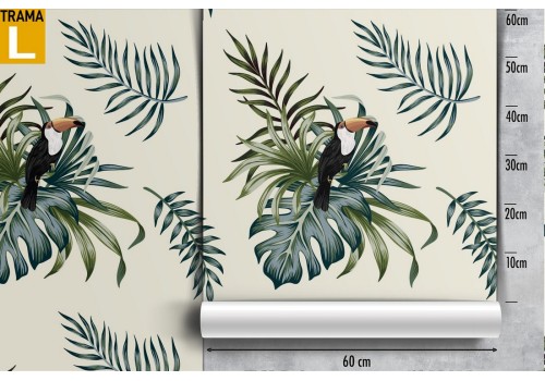 Tropical leaves and toucan nature pattern wallpaper. 2