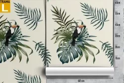 Tropical leaves and toucan nature pattern wallpaper.