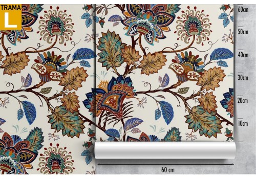 Carta da Parati foglie e fiori vintage natura pattern. 2