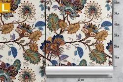Vintage nature pattern wallpaper with leaves and flowers.