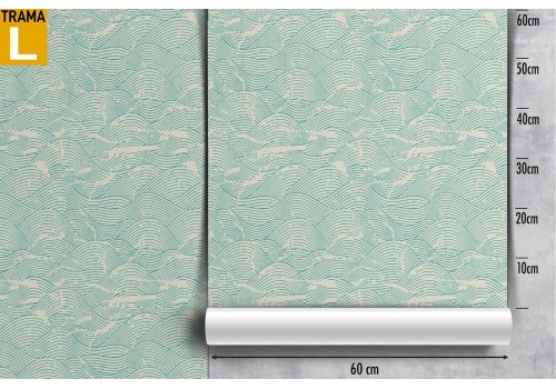 Stylized wave wallpaper with worn effect pattern. 2