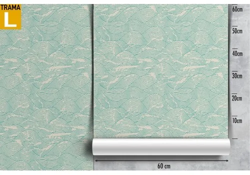 Stylized wave wallpaper with worn effect pattern. 2